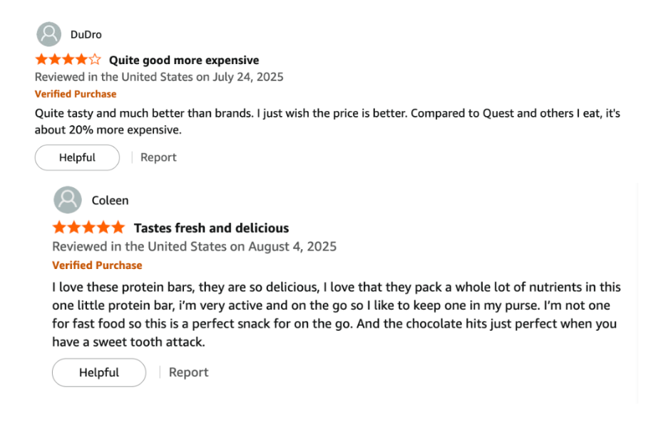 David Protein Bars customer reviews