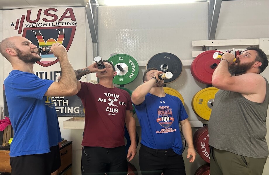 Our testers each enjoying a bottle of Jocko Molk protein shake