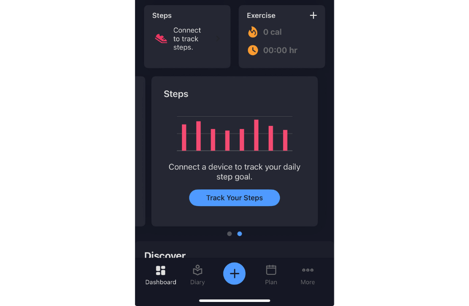 MyFitnessPal step and exercise tracking features