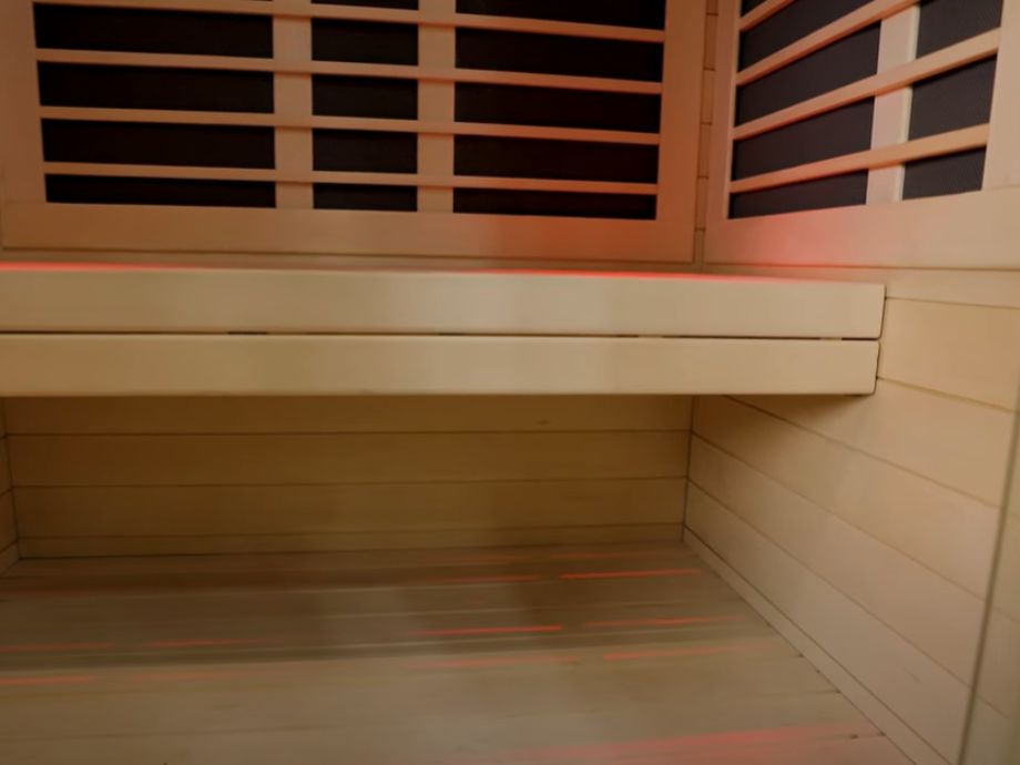 Showing the interior of the Sunlighten Amplify II Sauna