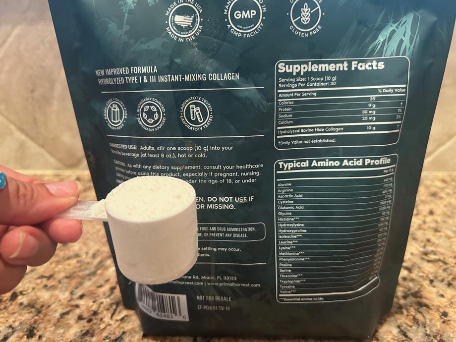 Label on Primal Harvest Primal Collagen