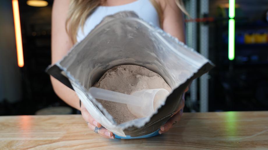 Looking into a bag of Legion Whey+