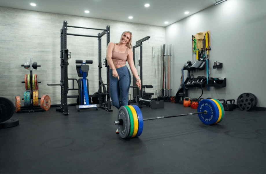 Our tester deadlifting with Major Fitness Low Bounce Bumper Plates