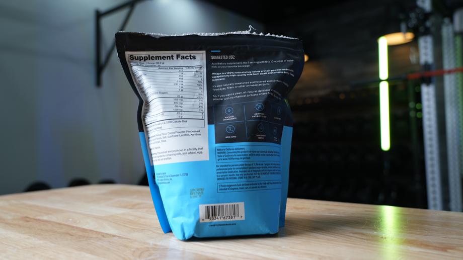 Supplement Facts on a bag of Legion Whey+