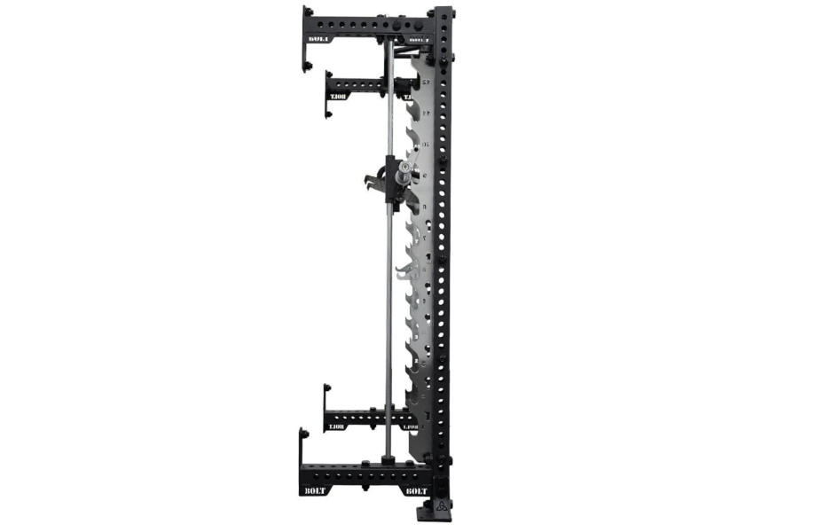 Side view of the Bolt Fitness Smith Machine on a white background