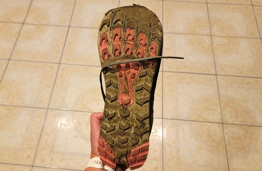 The tread pattern and outsole design featured on the Altra Lone Peak 9 trail running shoes