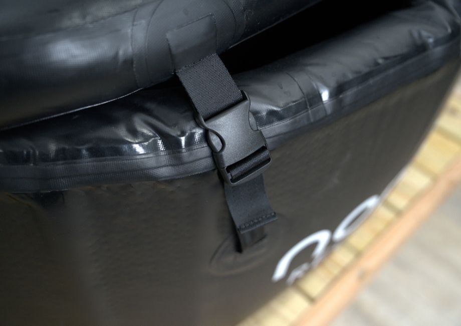 A close-up view of the strap on the Nordik Recovery Cold Plunge Tub