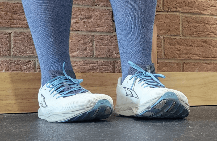 Our tester in a pair of Altra Escalante 4 running shoes