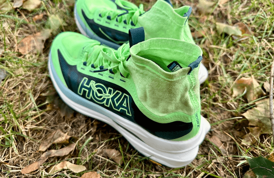 The sockliner gaiter and Matryx upper of the HOKA Tecton X 3 trail running shoes
