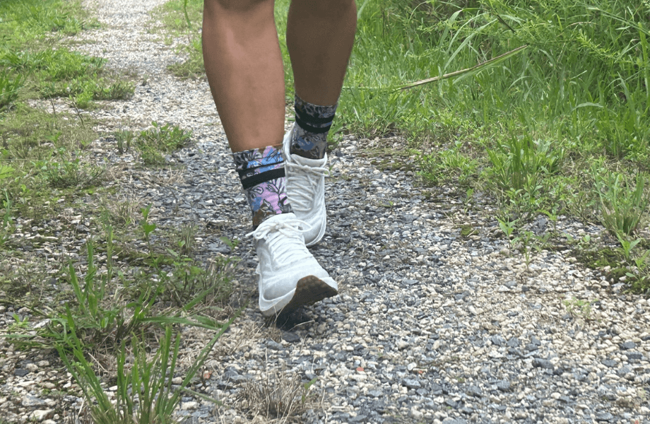 Our tester running in their Topo Athletic Ultraventure 4s