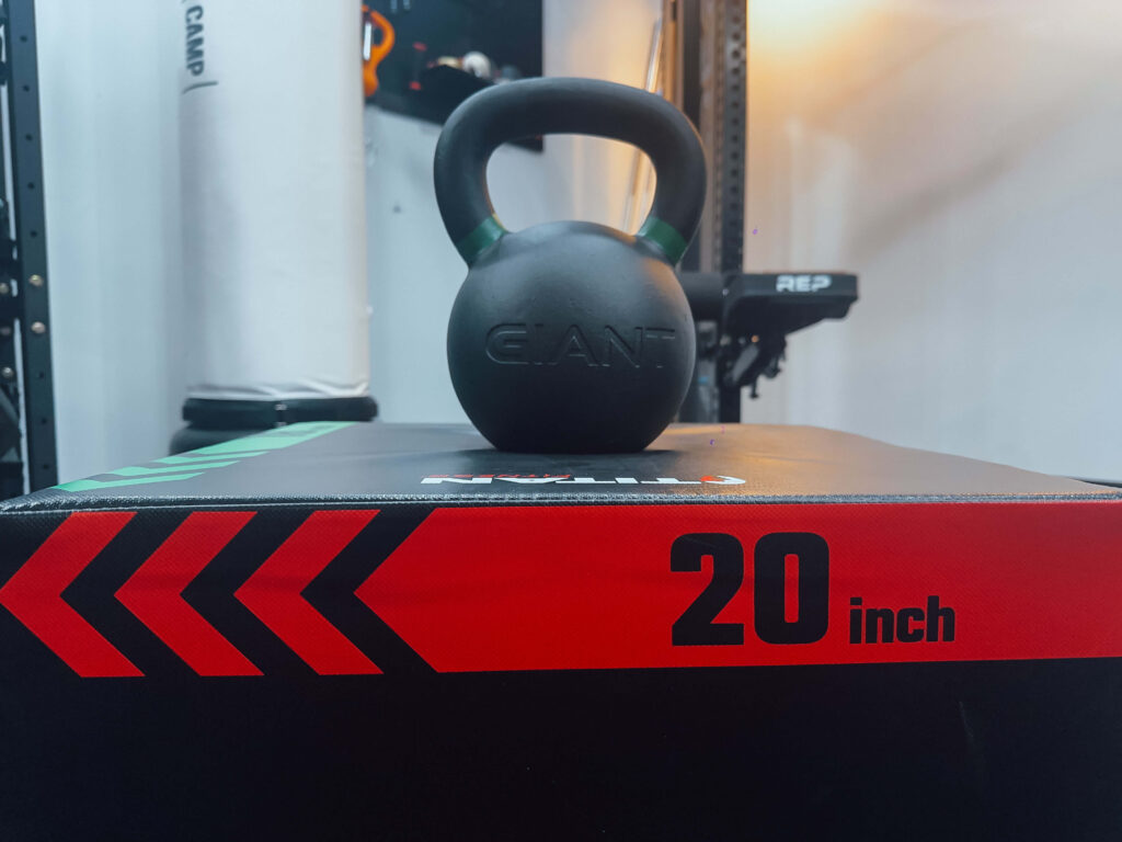 Giant Lifting V3 Kettlebell on a Titan Fitness plyo box