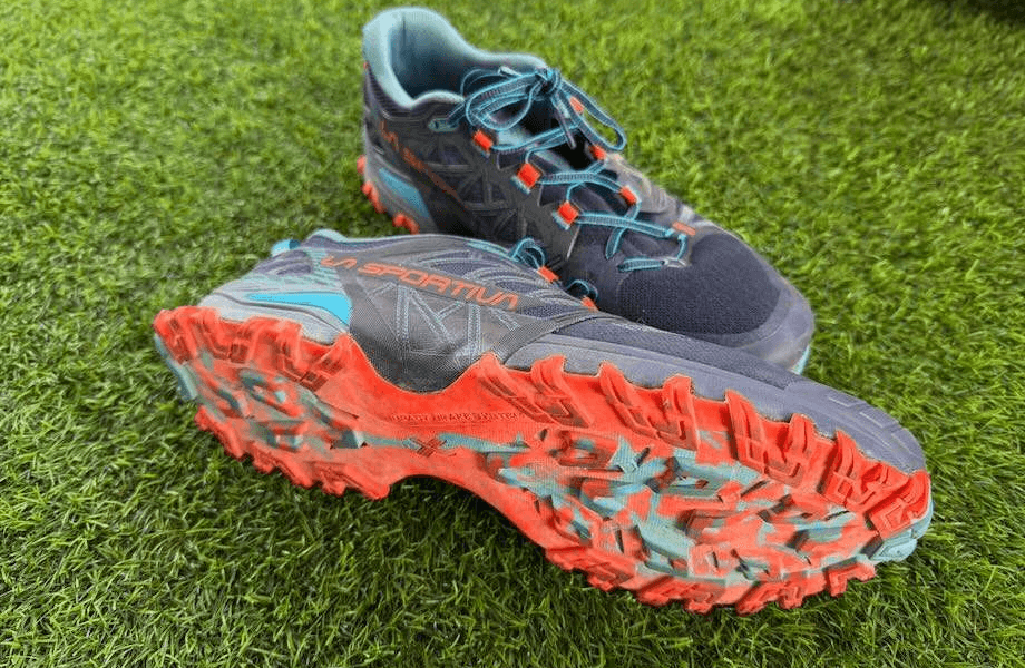 The outsole of the La Sportiva Bushido III trail running shoes