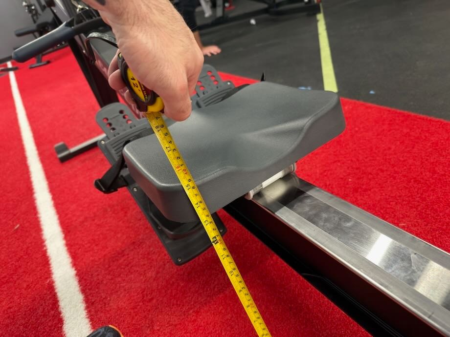Tape measure showing the seat height on the Concept2 RowErg