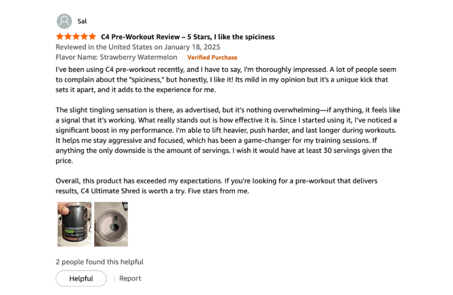 Online customer reviews for Cellucor's C4 Ultimate Shred pre-workout