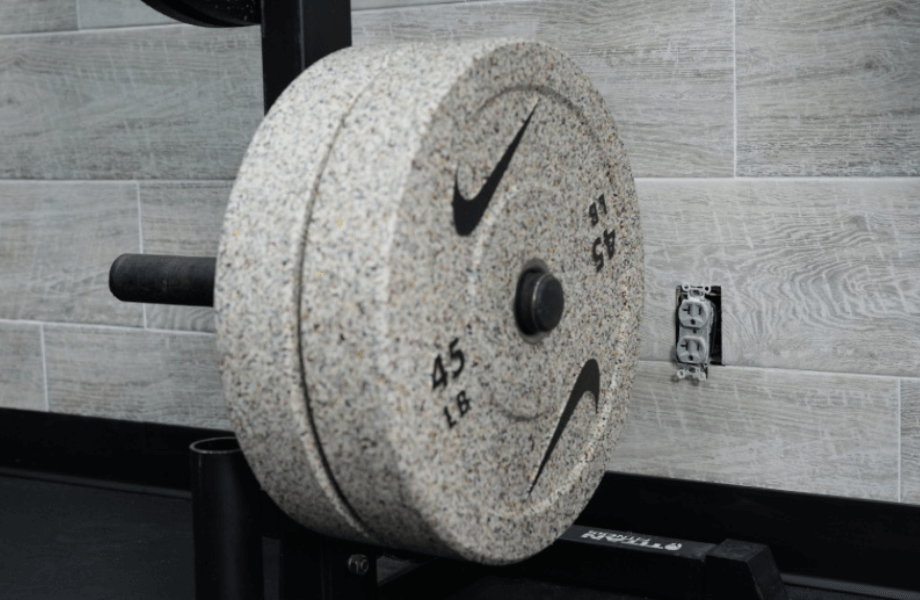 Nike Grind Bumper Plates on a weight horn