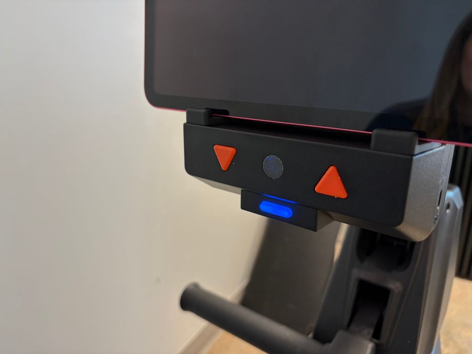 A close-up of the buttons on the Aviron Strong Go Rower