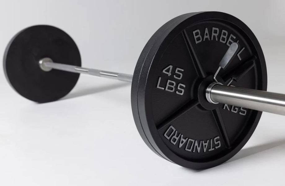 REP Fitness Old School Iron Weight Plates loaded onto a barbell