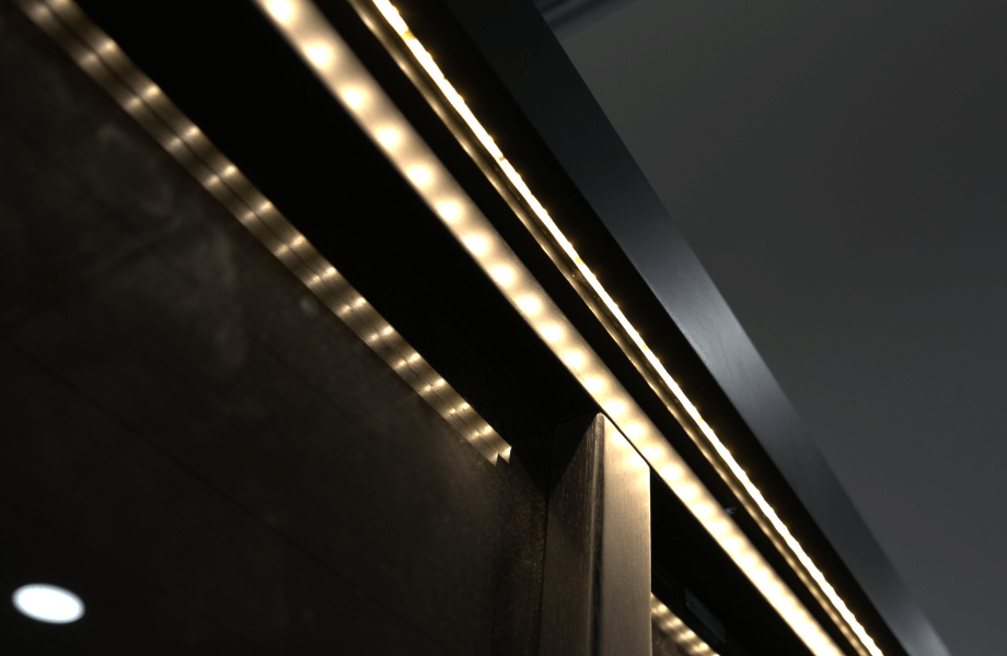 The exterior lighting featured on the Sun Home Equinox infrared sauna