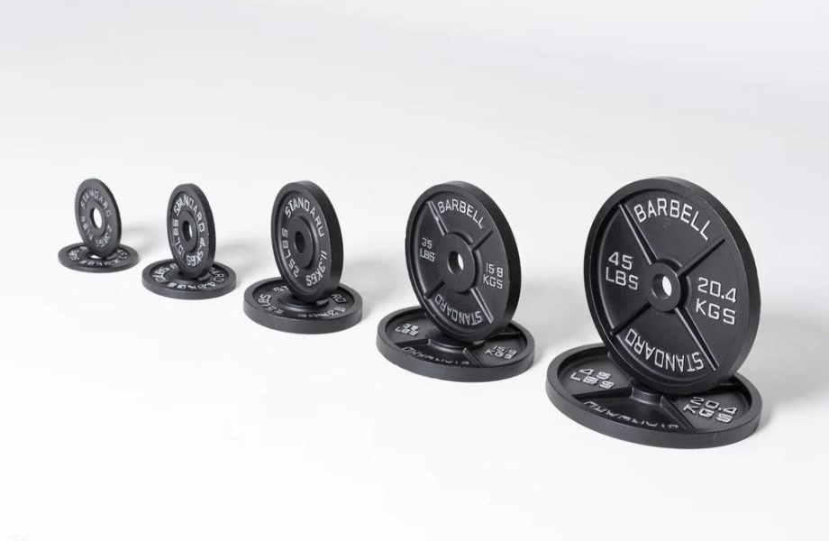 A size comparison of the various REP Fitness Old School Iron Weight Plates available