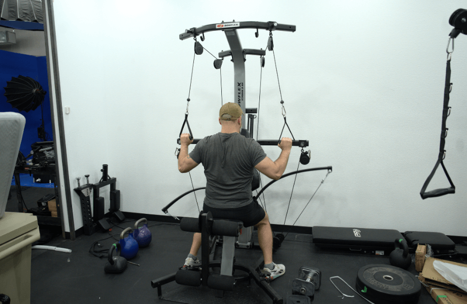 Our tester working out on the Bowflex Xtreme 2 SE Home Gym