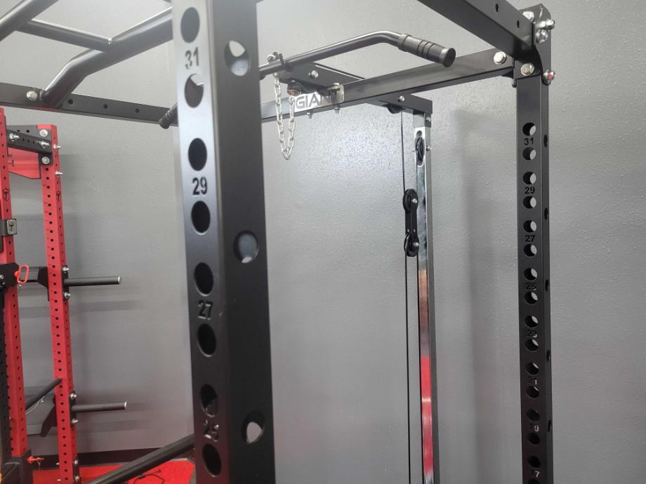 Hardware on the Giant Lifting Garage Gym Power 2.0 Rack