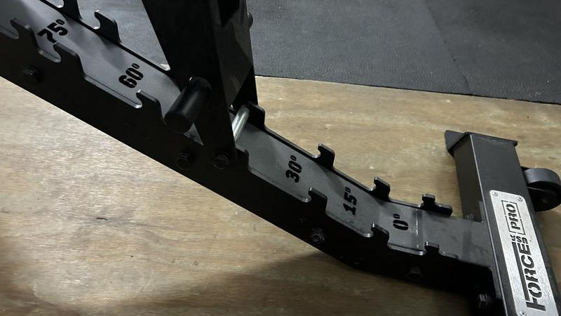 Incline adjustments on the Force USA Pro Series FID Bench