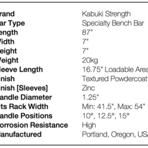 Kabuki Strength Kadillac Bar