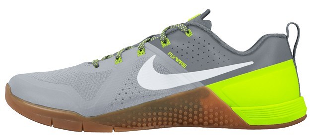 lime green and gray Nike Metcon 1