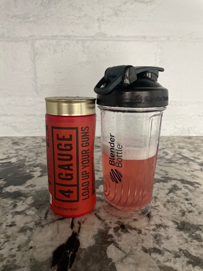 An image of 4 Gauge pre-workout in shaker