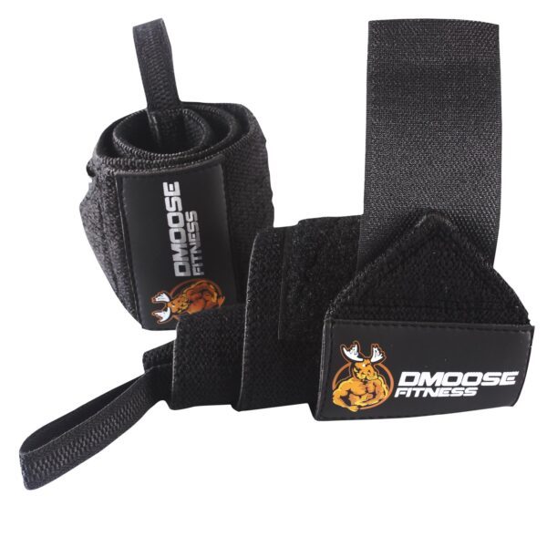 DMoose Powerlifting Wrist Wraps I 12” and 18” I Premium Quality Thumb Loops Wrist Support to Avoid Injury I Wrist Straps for Weightlifting Bodybuilding Strength Training Championship Grade 