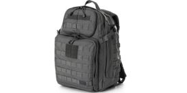 tactical military-style backpack in gray