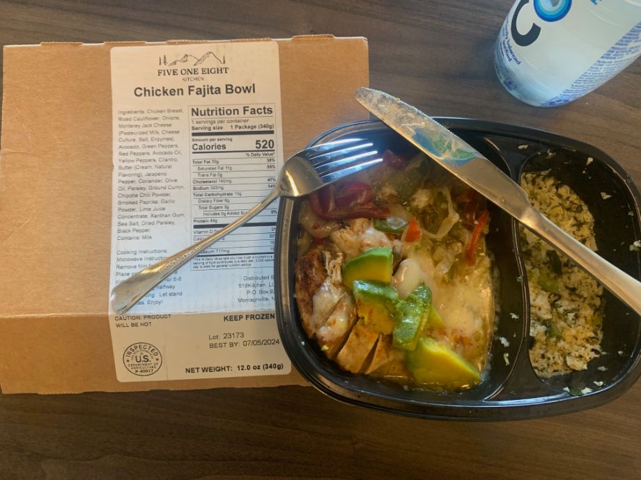 Chicken fajita bowl from 518 Kitchen