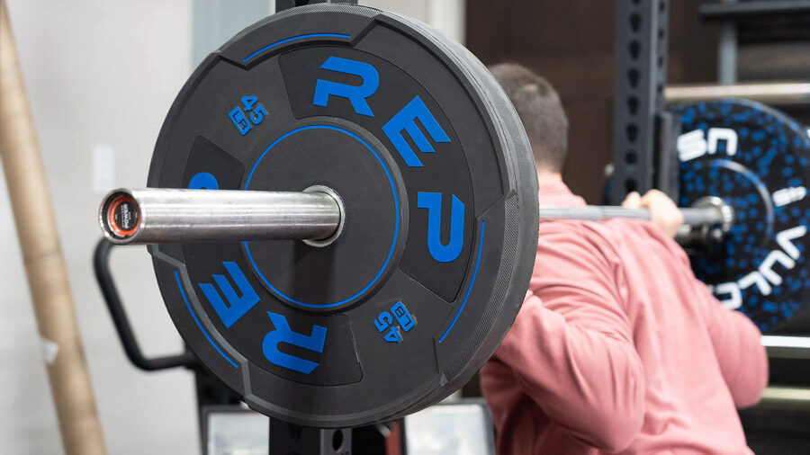 coop testing the REP Fitness Sport Bumper Plates