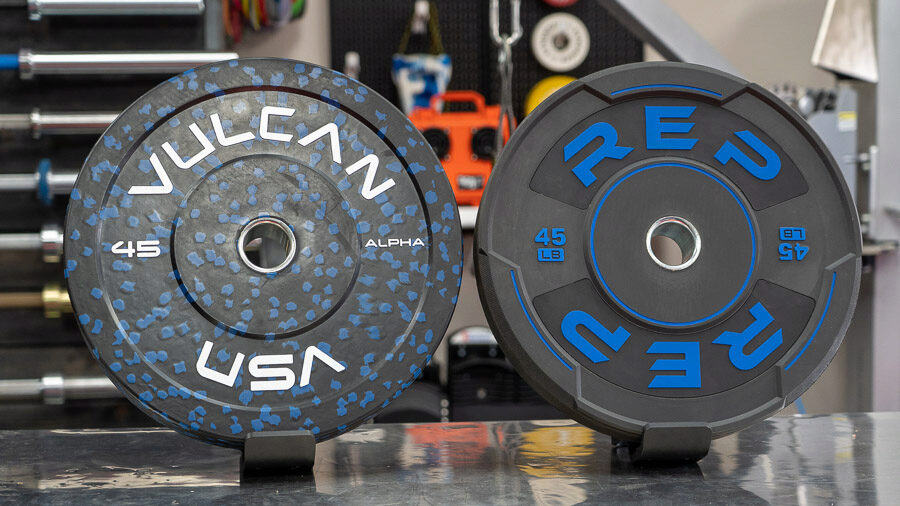 REP Fitness Sport Bumper Plates compared to the vulcan alpha bumper plates