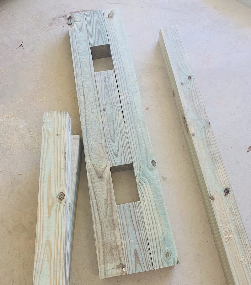 step 3 of building DIY Strongman Log Bar 