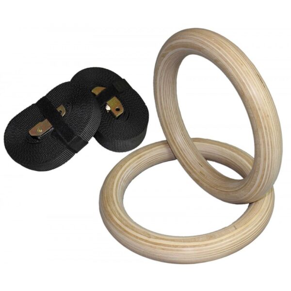 32MM Wooden Gymnastic Olympic Rings Crossfit Gym Fitness Strength Training Ring 