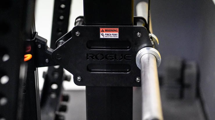 Rogue barbell racked.