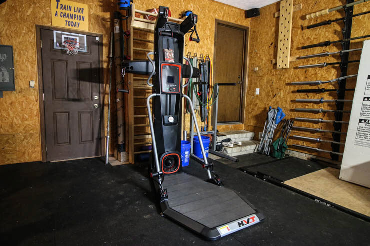 Bowflex HVT in a garage gym