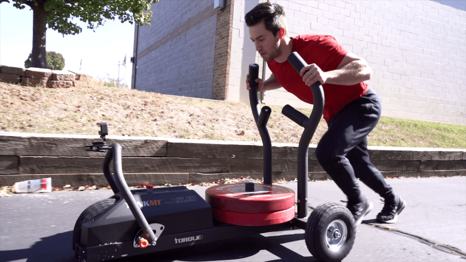 Someone demonstrating with the TANK M1 Sled.