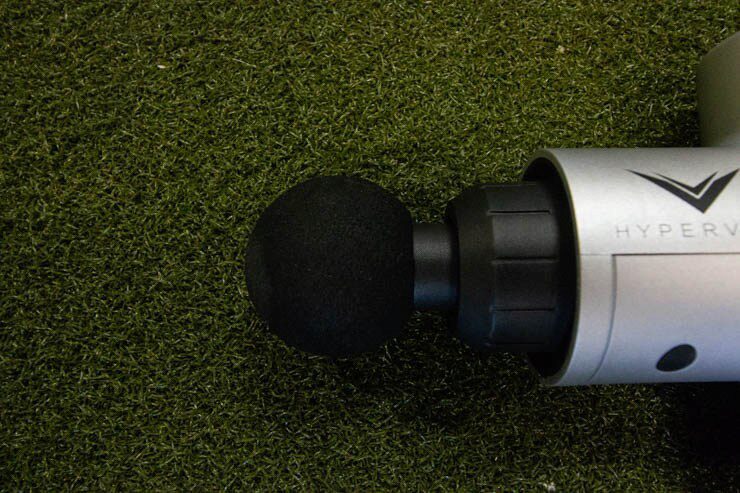 The ball head attachment on the Hyperice Hypervolt