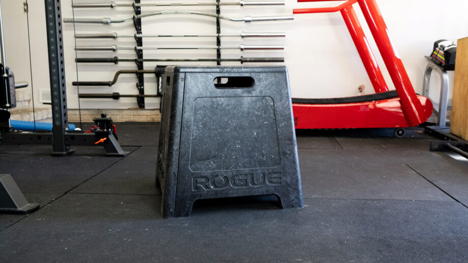 Rogue Resin Plyo Box in a garage gym
