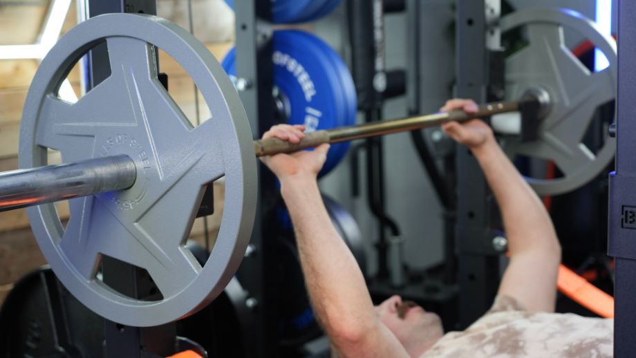 Bells of Steel Mighty Grip plates on bench press