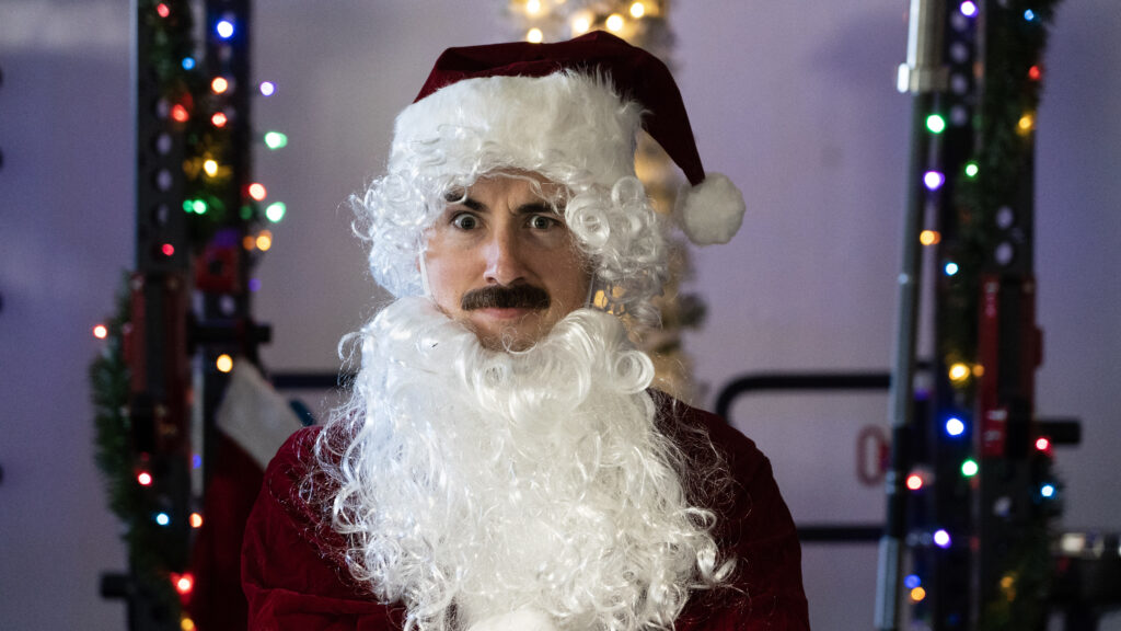 Coop dressed up as Santa