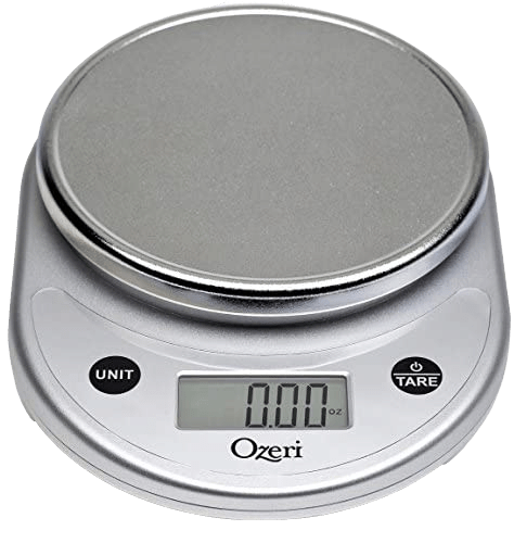 Digital scale in silver.