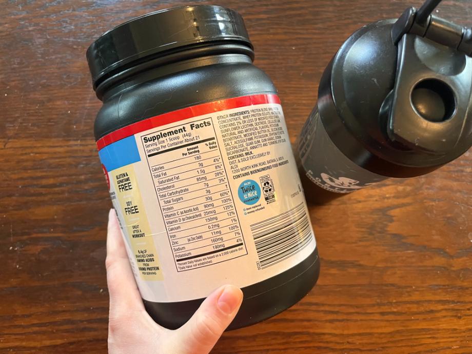 Nutrition label on Elevation Protein Powder