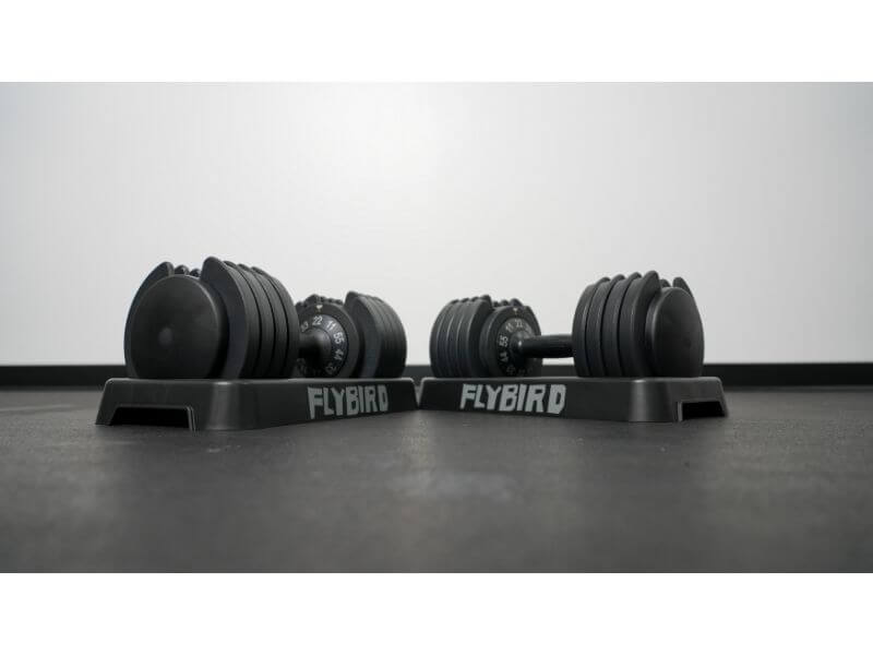 Flybird Adjustable Dumbells two sets side by side