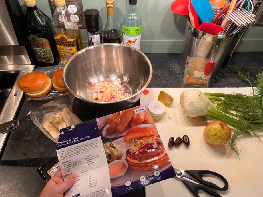 Gobble meal kit ingredients with recipe card