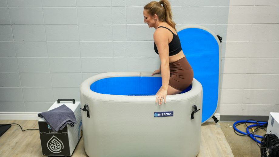 Inergize woman getting in tub