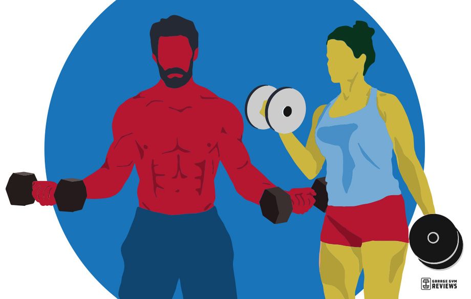 illustrated man and women doing upper body exercises
