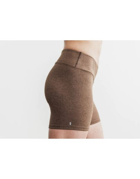 nobull mid rise ribbed short brown